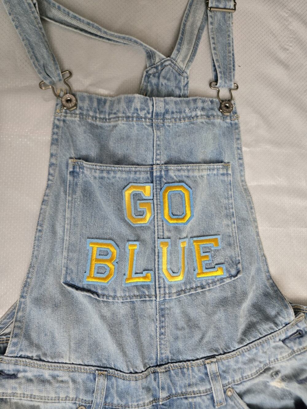 Vintage Y2K Custom Denim Distressed Overall Jumpsuit US 4 Pockets 29" Inseam